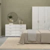 Kledingkast Pepe Naturel/Wit Hoogglans 3-deurs - Giga Living