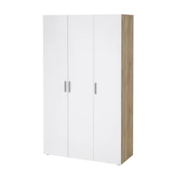 Kledingkast Pepe Naturel/Wit Hoogglans 3-deurs - Giga Living