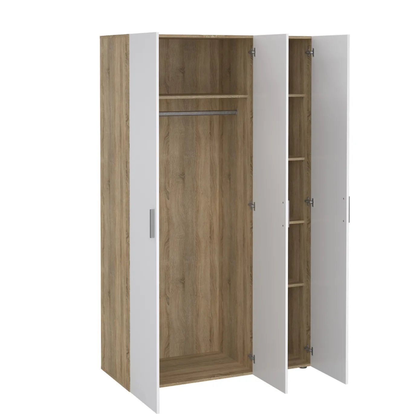 Kledingkast Pepe Naturel/Wit Hoogglans 3-deurs - Giga Living