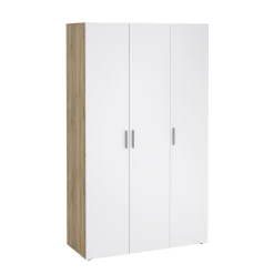 Kledingkast Pepe Naturel/Wit Hoogglans 3-deurs - Giga Living