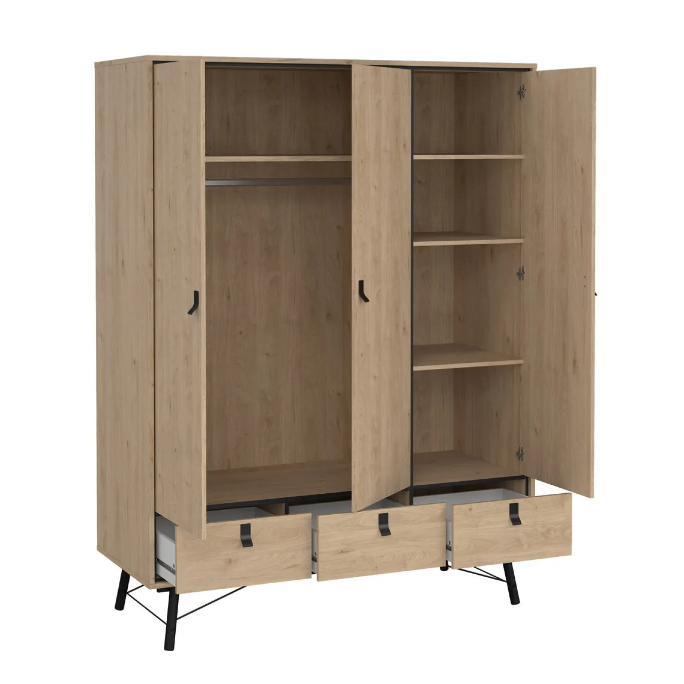 Kledingkast Ry Jackson Hickory 3-deurs + 3-lades - Giga Living