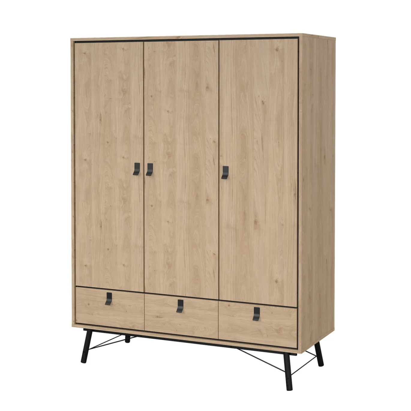 Kledingkast Ry met 3 deuren + 3 lades Hickory - Giga Living