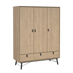 Kledingkast Ry met 3 deuren + 3 lades Hickory - Giga Living