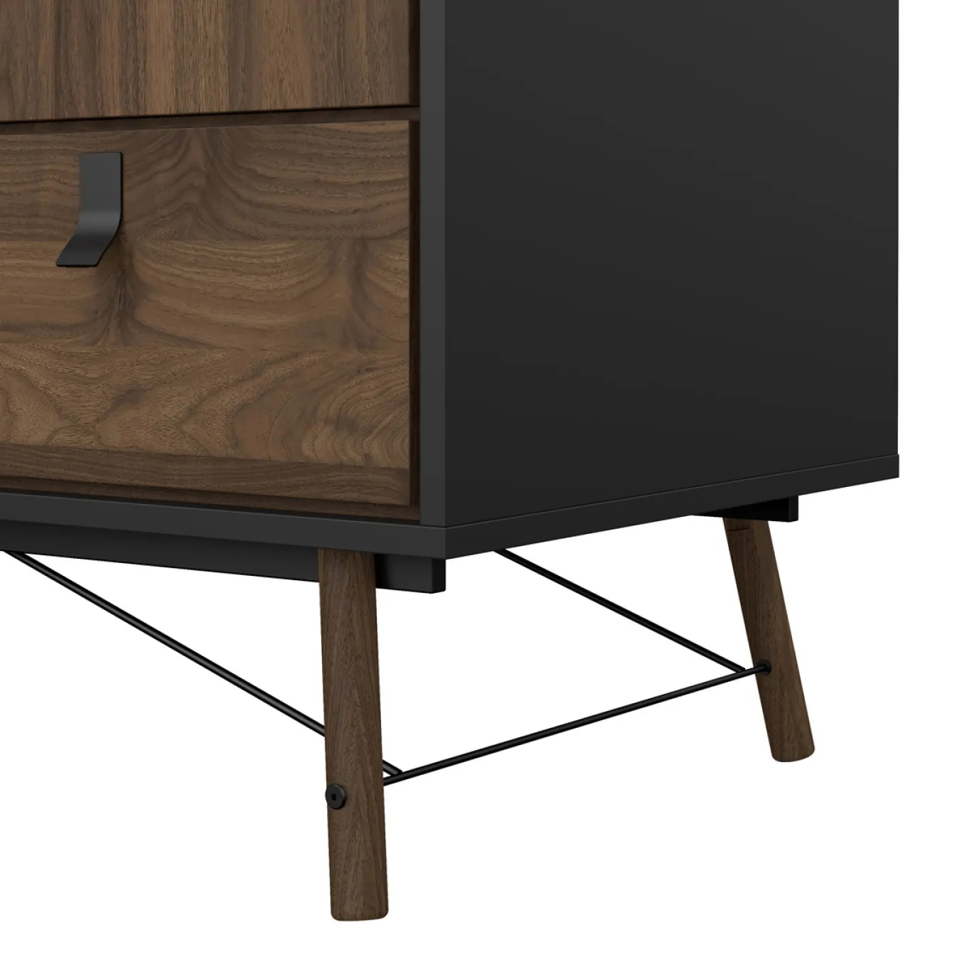 Kledingkast Ry Noten Mat Zwart 3-deurs + 3-lades - Giga Living