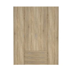 Kledingkast Space Naturel 4-deurs + 3-lades - Giga Living