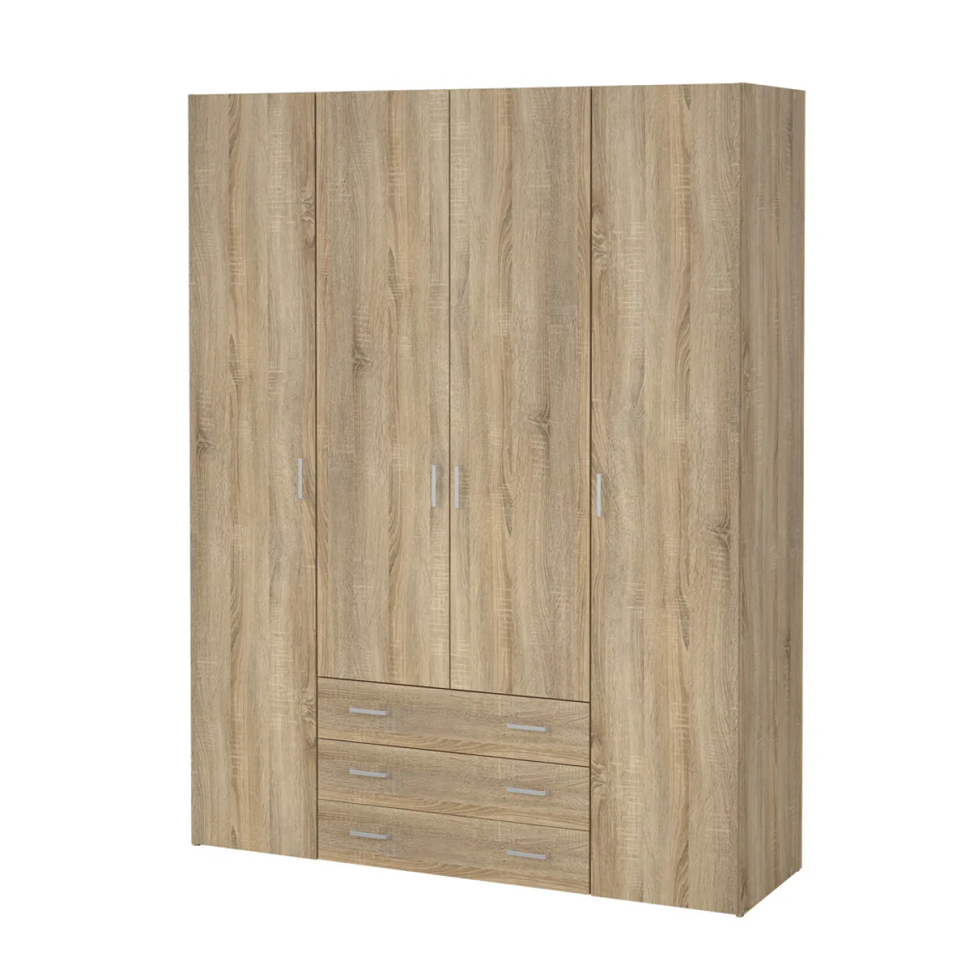 Kledingkast Space Naturel 4-deurs + 3-lades - Giga Living