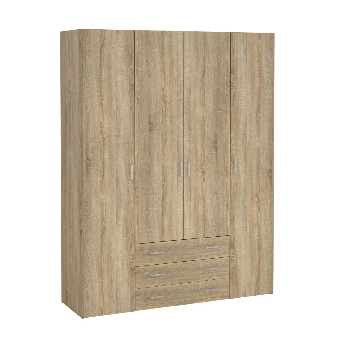 Kledingkast Space Naturel 4-deurs + 3-lades - Giga Living