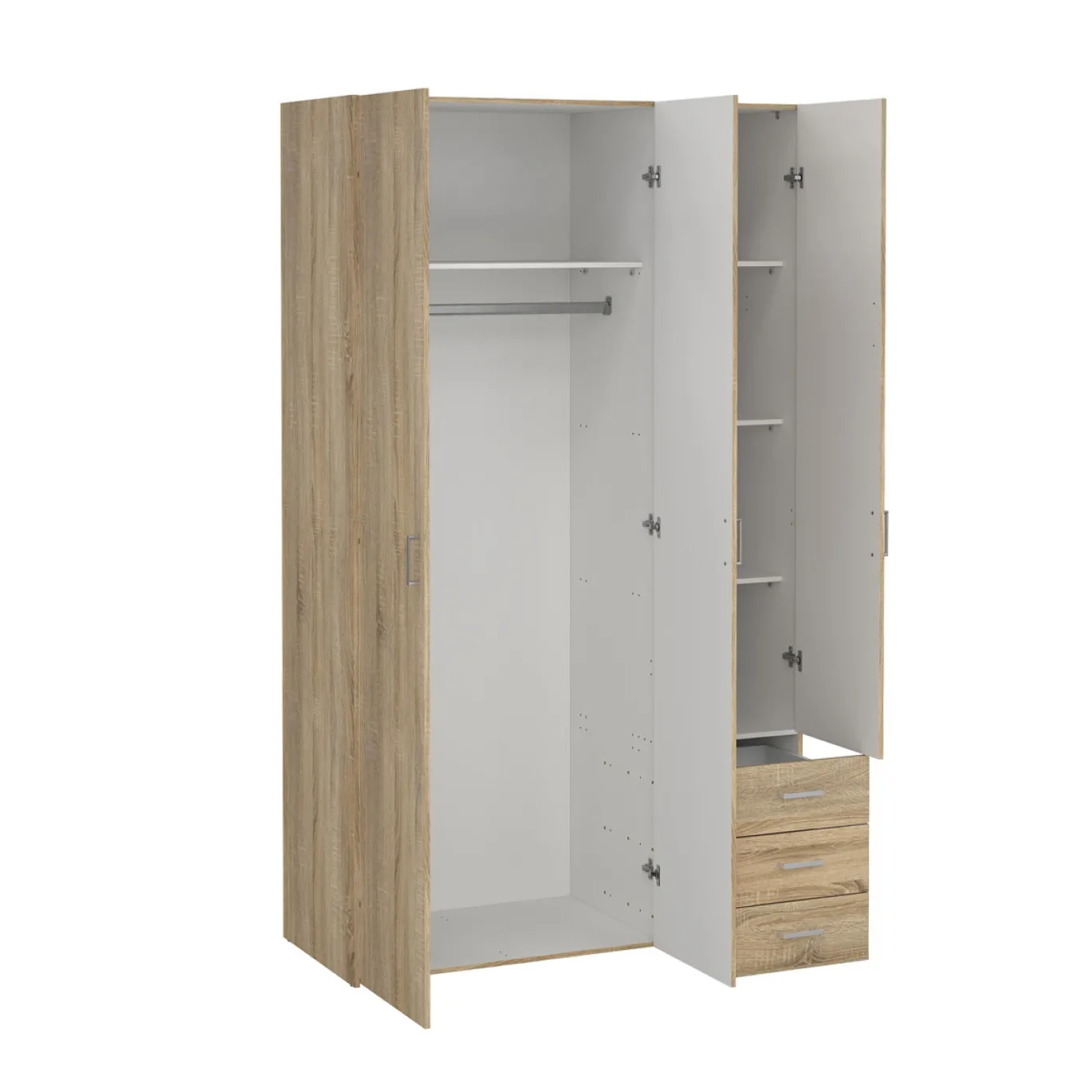 Kledingkast Space Naturel 3-deurs + 3-lades - Giga Living