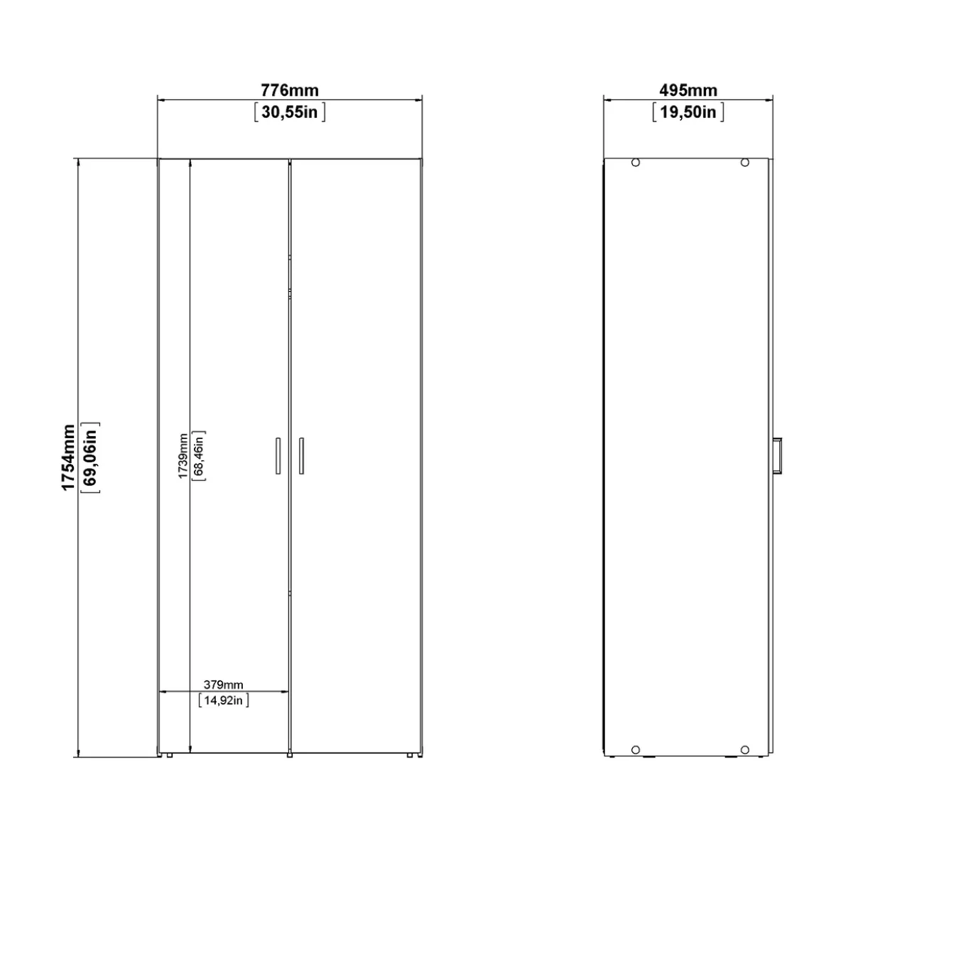 Kledingkast Space Wit 2-deurs - Giga Living