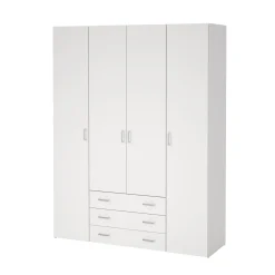Kledingkast Space Wit 4-deurs + 3-lades - Giga Living