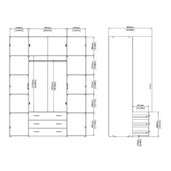 Kledingkast Space Wit 4-deurs + 3-lades - Giga Living