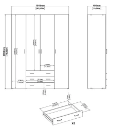 Kledingkast Space Wit 4-deurs + 3-lades - Giga Living