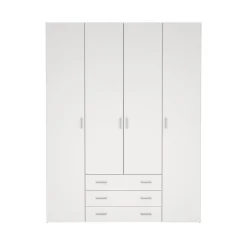 Kledingkast Space Wit 4-deurs + 3-lades - Giga Living