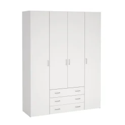 Kledingkast Space Wit 4-deurs + 3-lades - Giga Living