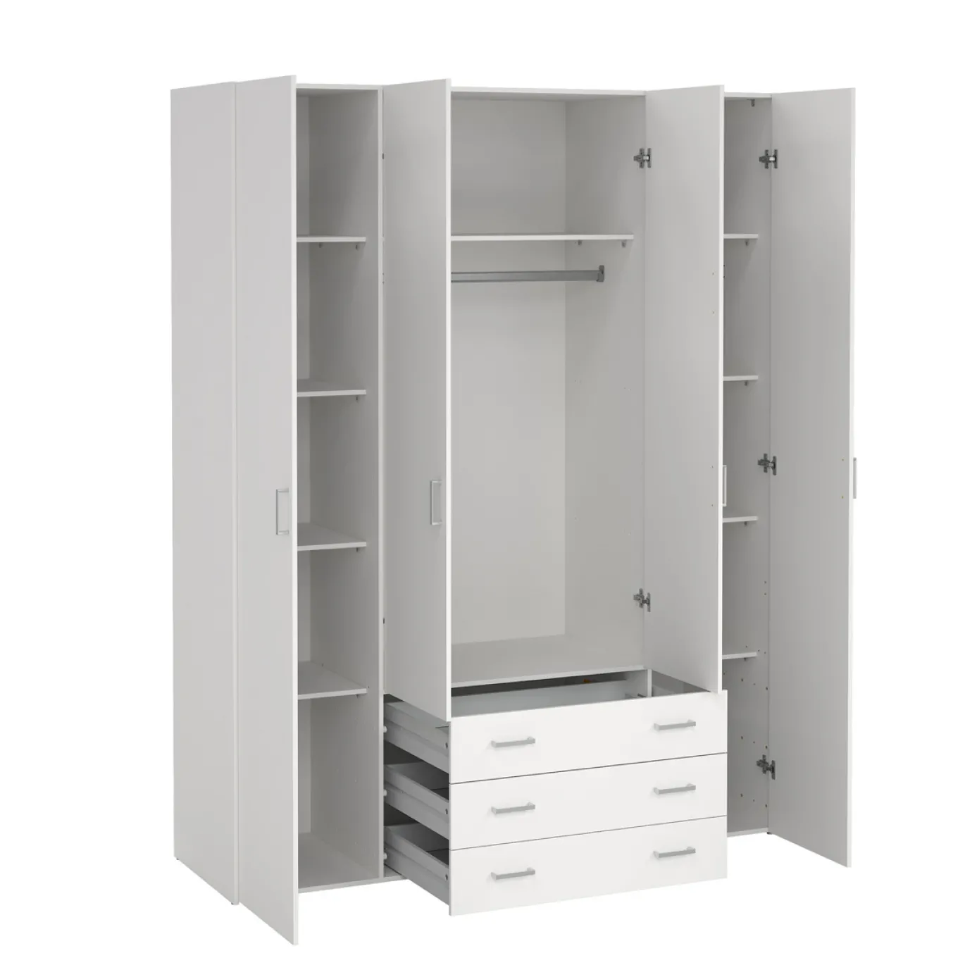 Kledingkast Space Wit 4-deurs + 3-lades - Giga Living