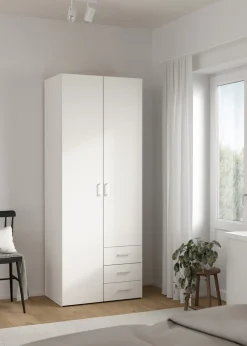 Kledingkast Space Wit 2-deurs + 3-lades 200cm - Giga Living