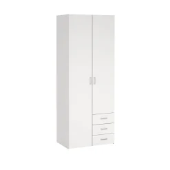 Kledingkast Space Wit 2-deurs + 3-lades 200cm - Giga Living