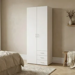 Kledingkast Space Wit 2-deurs + 3-lades 175cm - Giga Living