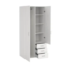 Kledingkast Space Wit 2-deurs + 3-lades 175cm - Giga Living
