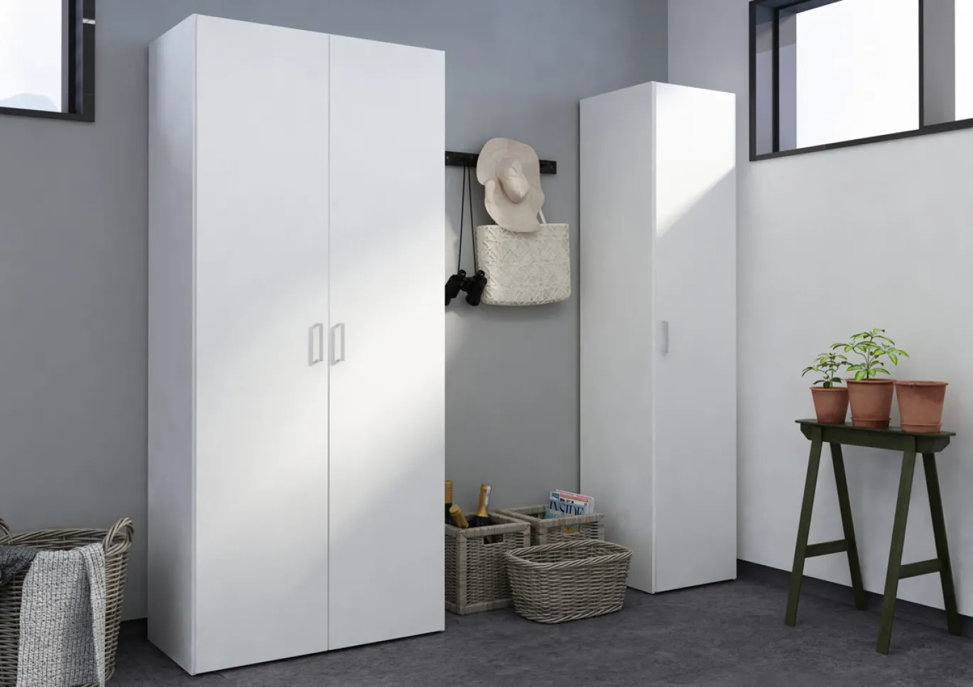 Kledingkast Space Wit 2-deurs + 3-lades 175cm - Giga Living
