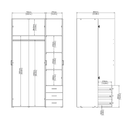 Kledingkast Space Wit 2-deurs + 1-lade - Giga Living