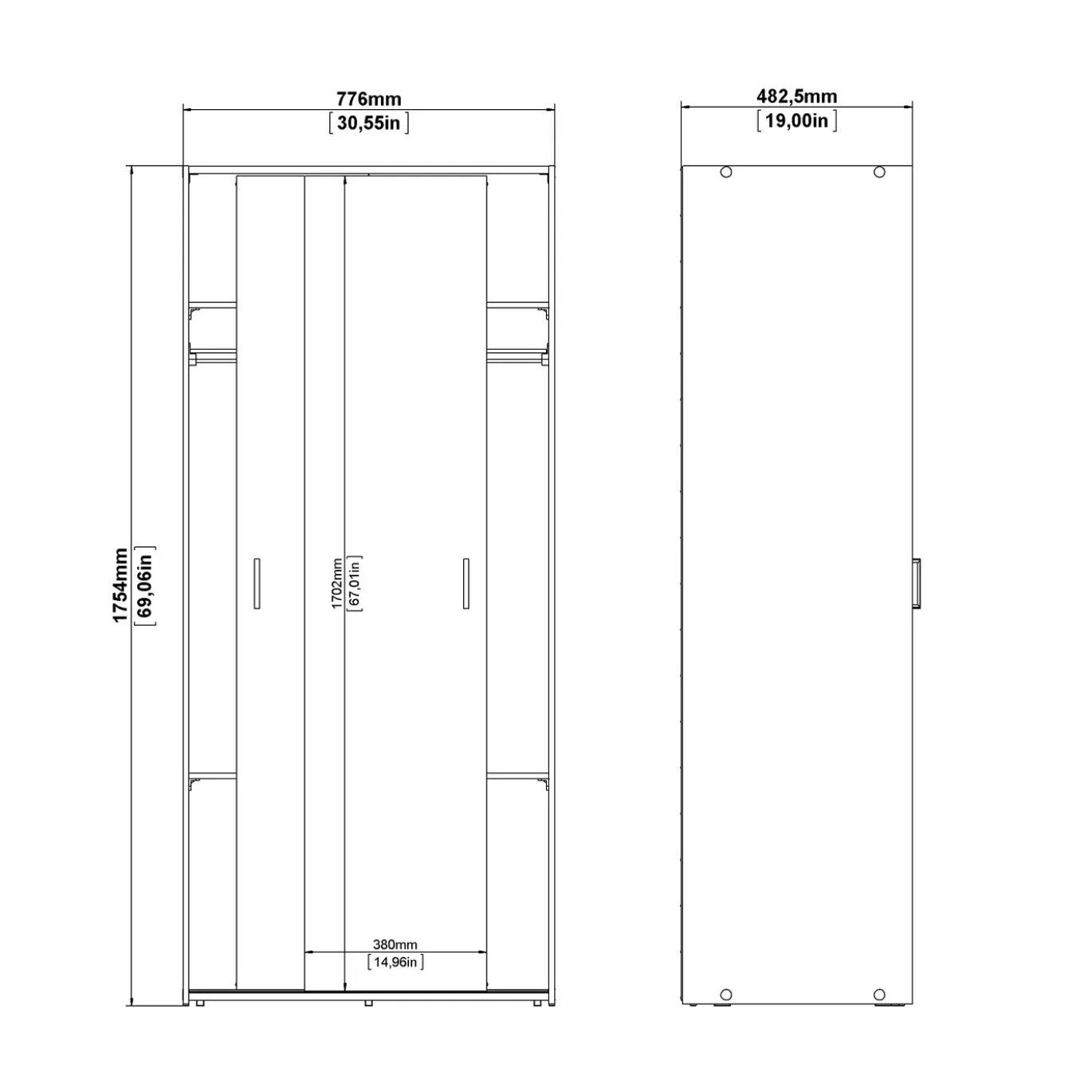 Kledingkast Space Wit - Giga Living