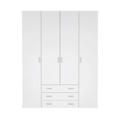 Kledingkast Space Wit Hoogglans 4-deurs + 3-lades - Giga Living