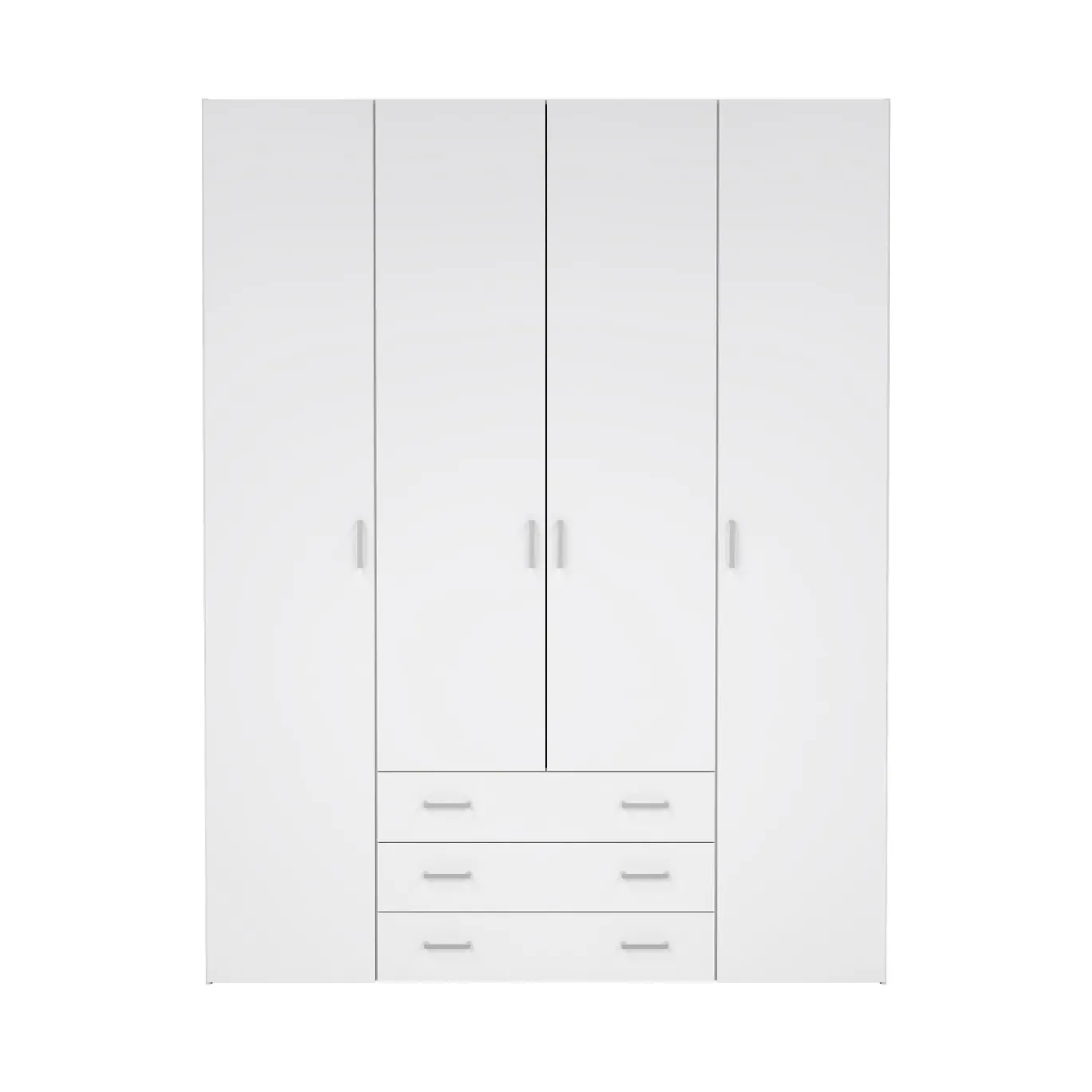 Kledingkast Space Wit Hoogglans 4-deurs + 3-lades - Giga Living
