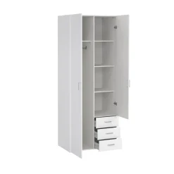 Kledingkast Space Wit Hoogglans 2-deurs + 3-lades - Giga Living