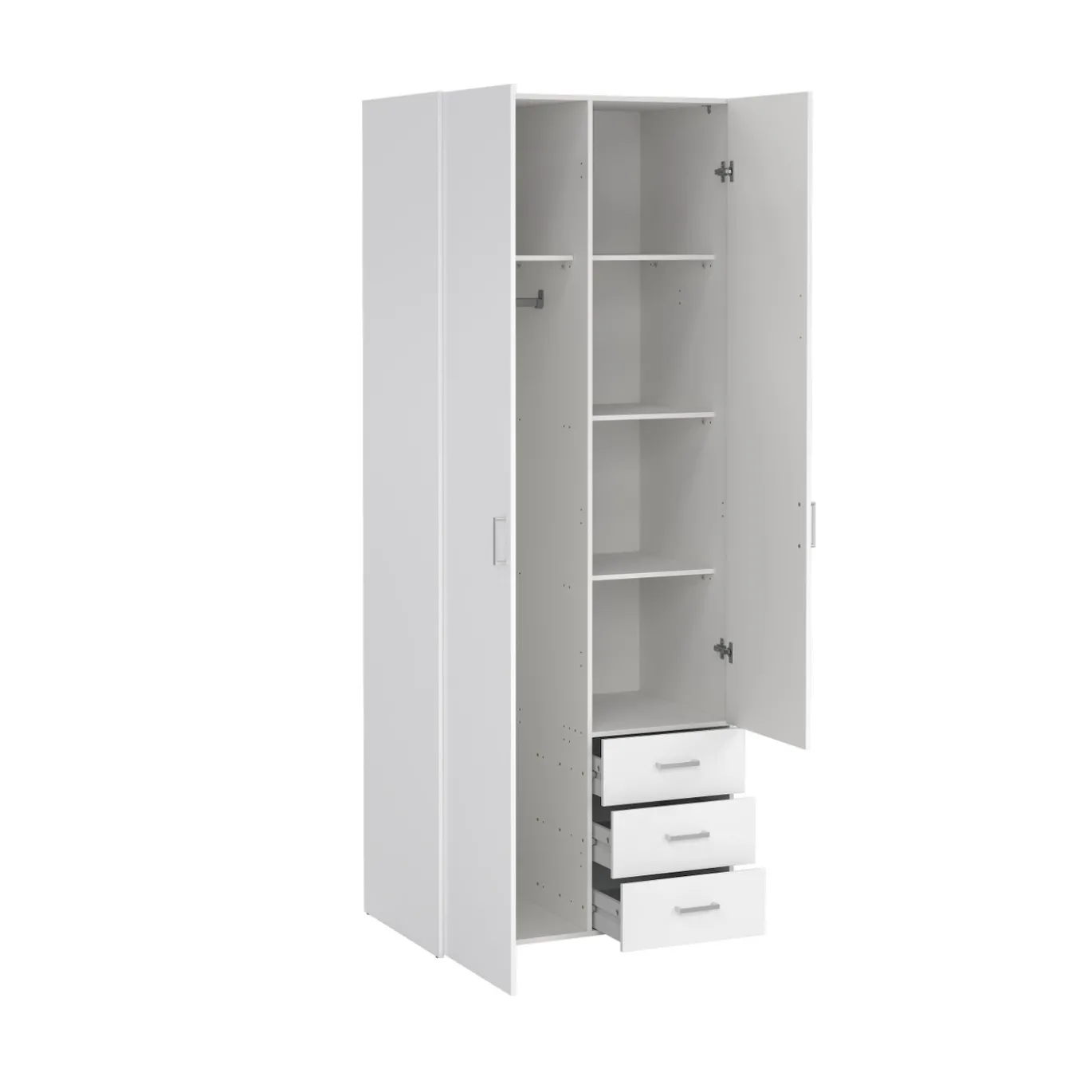 Kledingkast Space Wit Hoogglans 2-deurs + 3-lades - Giga Living