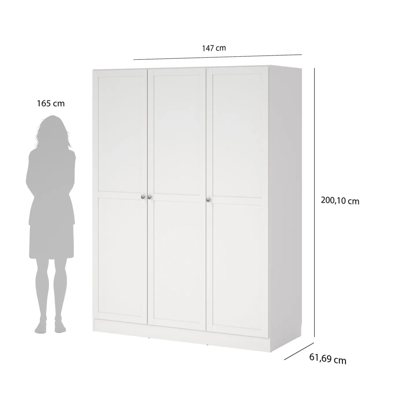 Kledingkast Viggo 3-Deurs Wit - Giga Living