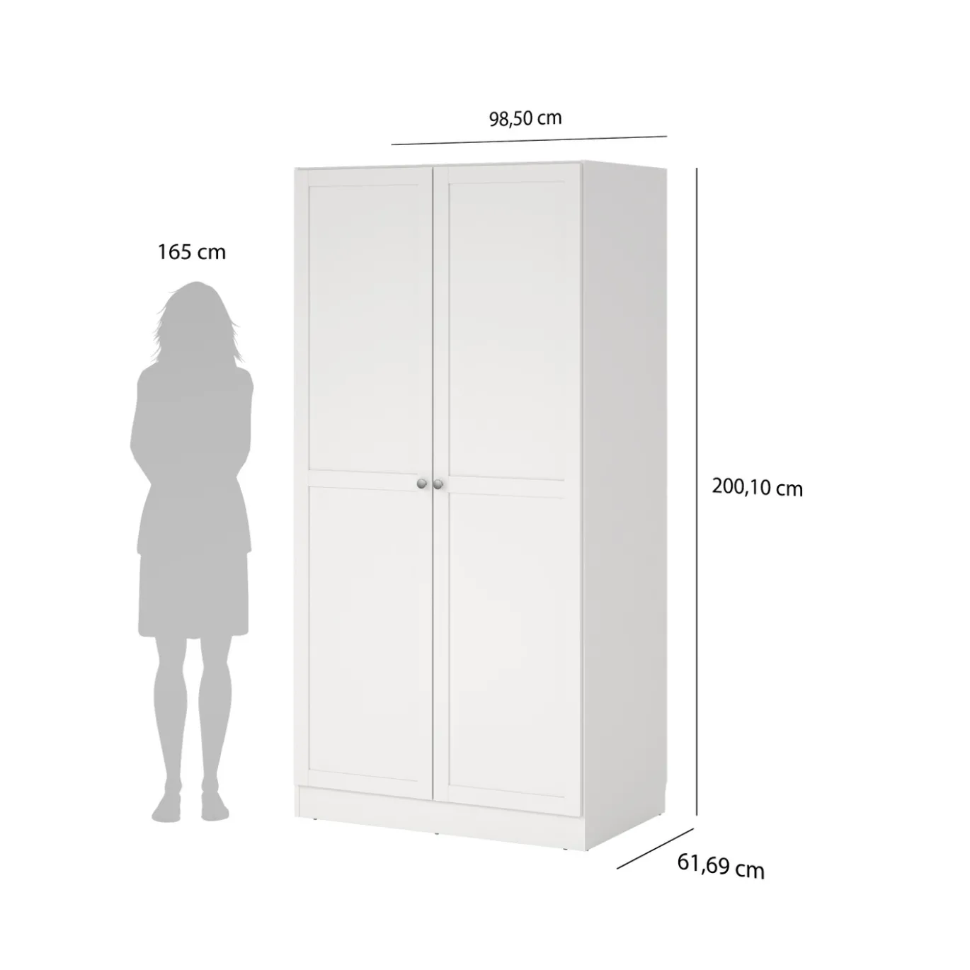 Kledingkast Viggo 2-Deurs Wit - Giga Living