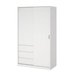 Kledingkast Ylva met 1 Schuifdeur + 1 deur + 3 lades Wit - Giga Living