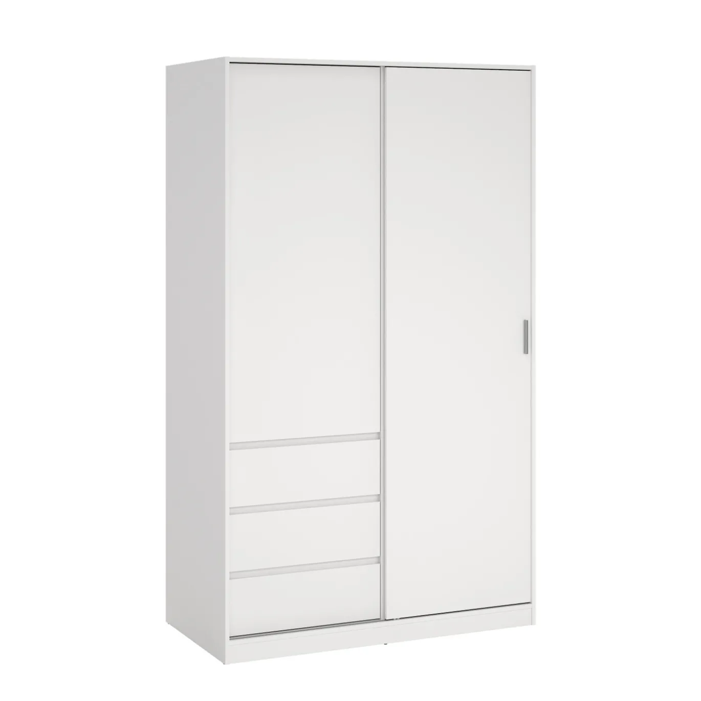 Kledingkast Ylva met 1 Schuifdeur + 1 deur + 3 lades Wit - Giga Living