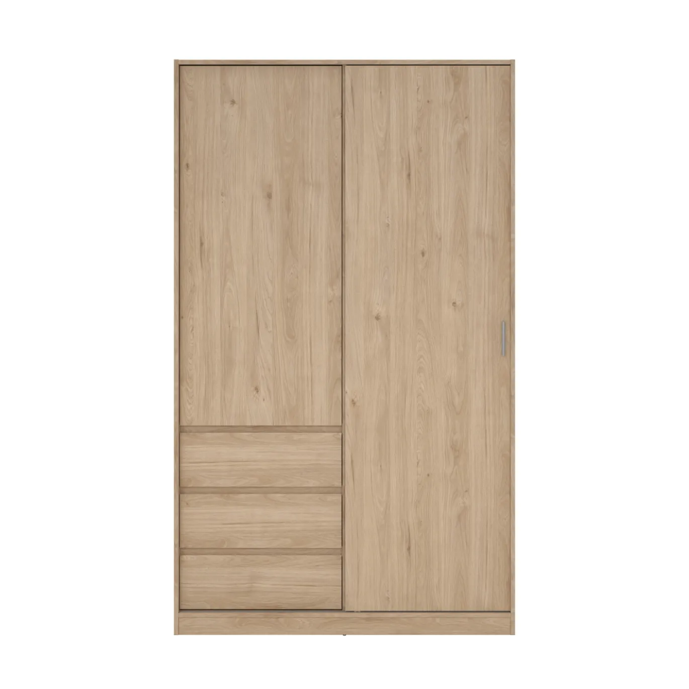 Kledingkast Ylva met 1 Schuifdeur + 1 deur + 3 lades Hickory - Giga Living