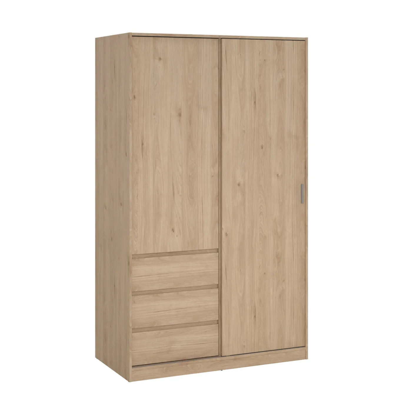 Kledingkast Ylva met 1 Schuifdeur + 1 deur + 3 lades Hickory - Giga Living