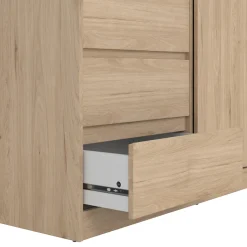 Kledingkast Ylva met 1 Schuifdeur + 1 deur + 3 lades Hickory - Giga Living