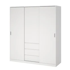 Kledingkast Ylva met 2 schuifdeuren + 1 deur + 3 lades Wit - Giga Living