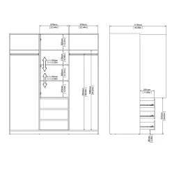Kledingkast Ylva met 2 schuifdeuren + 1 deur + 3 lades Wit - Giga Living