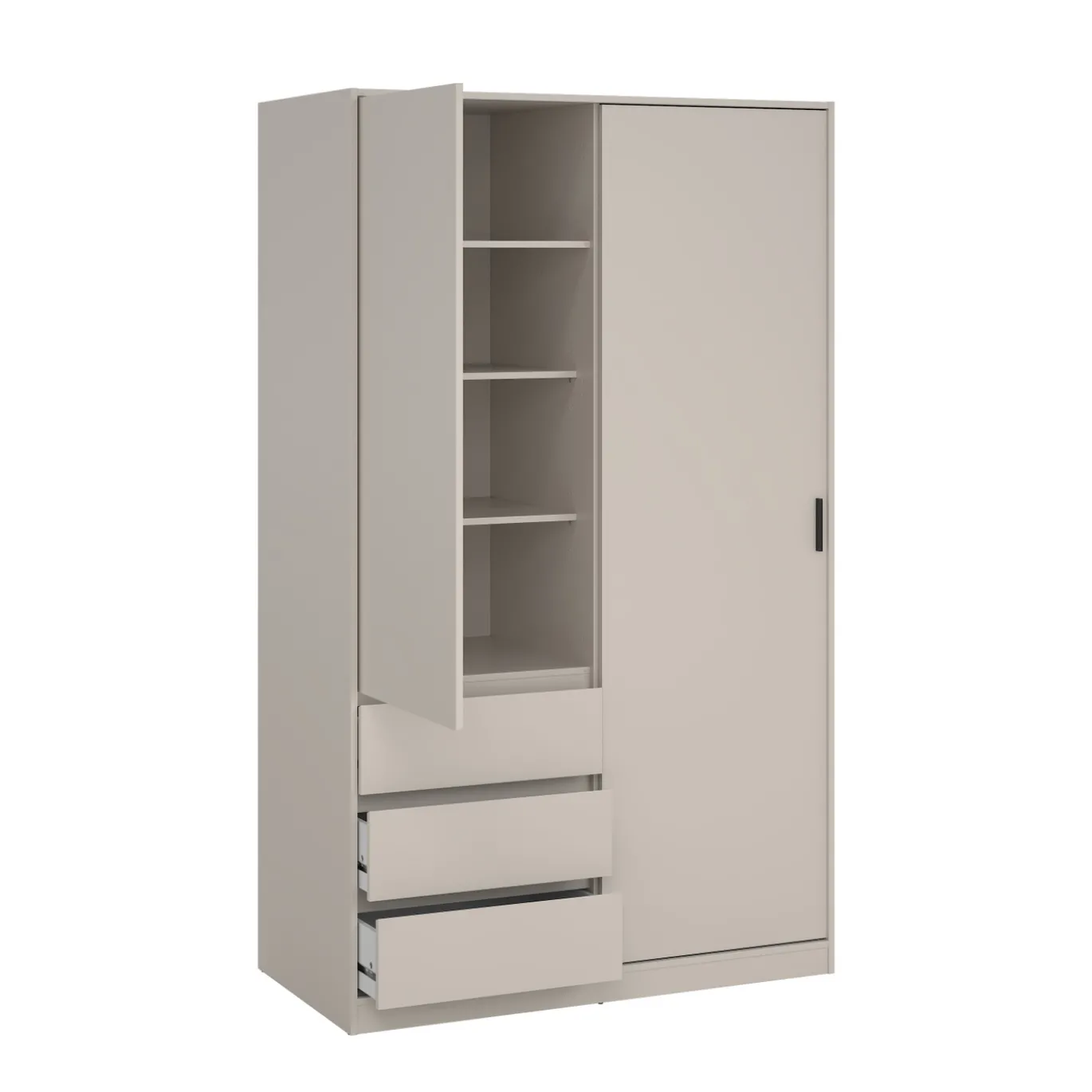 Kledingkast Ylva 1 Schuifdeur + 1 deur + 3 Lades Cashmere - Giga Living