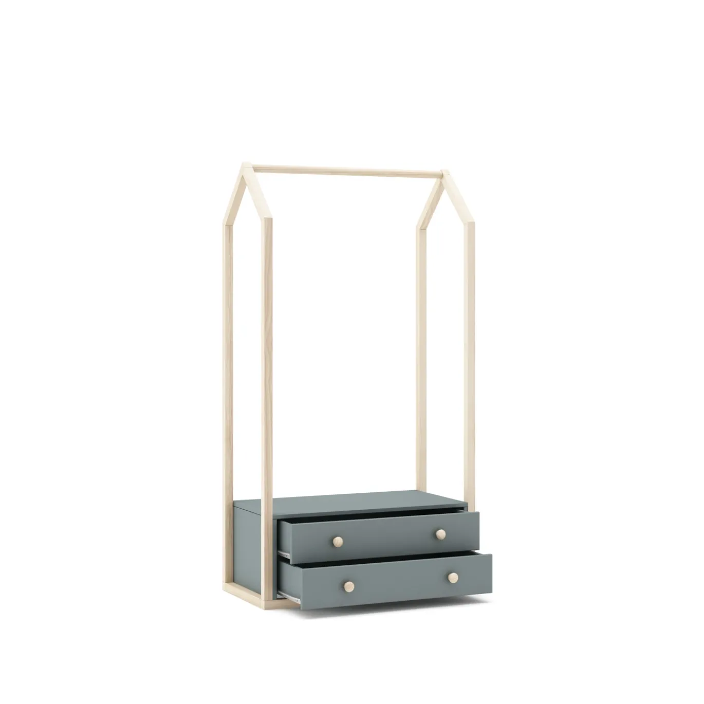 Kledingrek Esteban 2L Khaki Groen/wit Wax - Giga Meubel