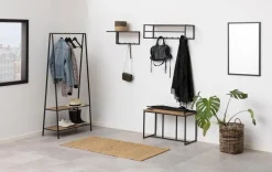 Kledingrek Varven Frame Steel Mat Zwart/Naturel - Giga Living
