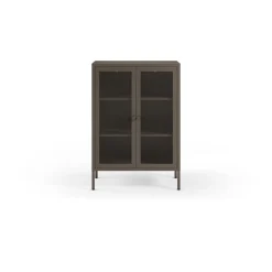 Kleine Vitrinekast Fayna 2d 70cm Mokka - Giga Meubel