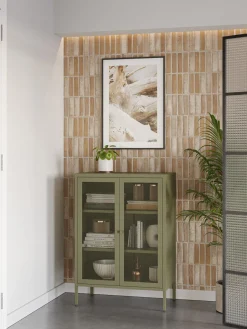 Kleine Vitrinekast Fayna 2d 70cm Groen - Giga Meubel