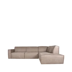 LABEL51 Bank Kay Taupe Micro Suede 2,5-Zits + Ottomane Rechts