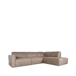 LABEL51 Bank Kay Taupe Micro Suede 2,5-Zits + Ottomane Rechts