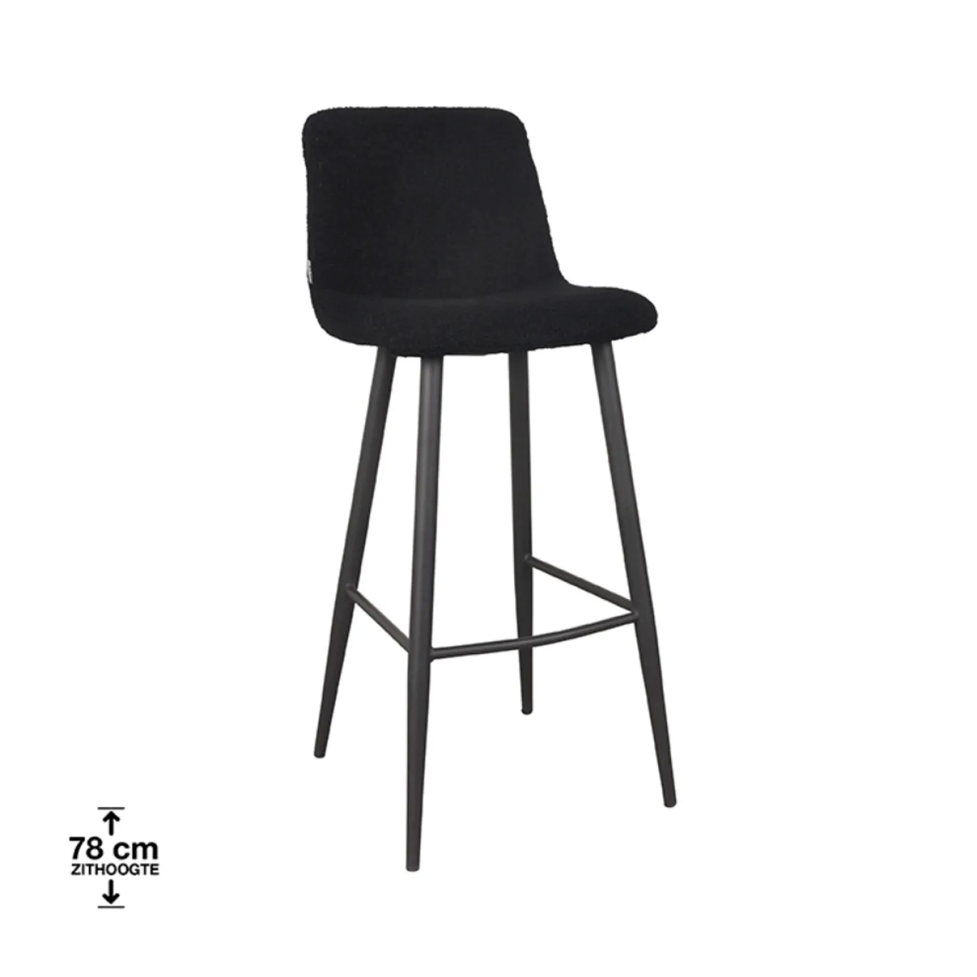 LABEL51 Barkruk Jep Zwart Teddy Zithoogte 78