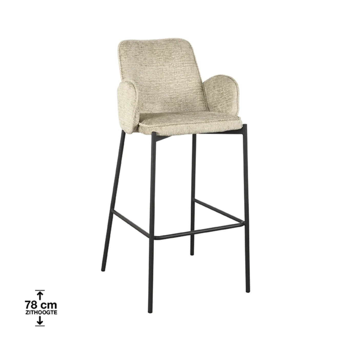 LABEL51 Barkruk Joni Beige Fluweel Zithoogte 78cm