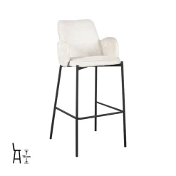 LABEL51 Barkruk Joni Crème Fluweel Zithoogte 78cm