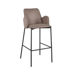 LABEL51 Barkruk Joni Taupe Micro Suède Zithoogte 78cm